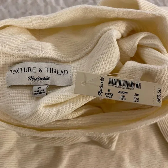 Madewell Texture & Thread Long-Sleeve Mockneck Top in Cream M NWT $59.50 K1826 - Picture 6 of 8